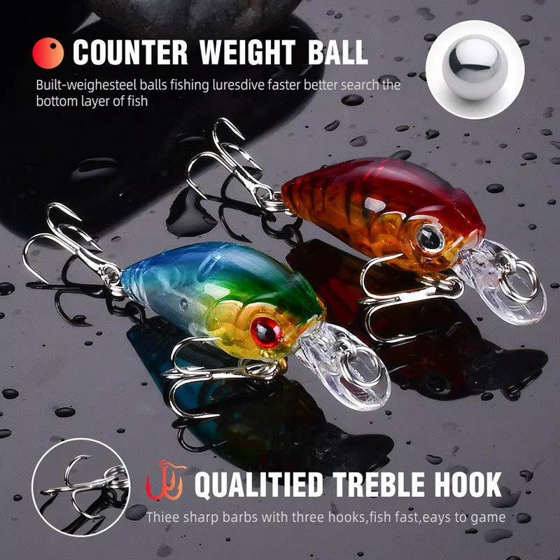 8Pcs Crank Bait Minnow Fishing Lure Set Floating Artificial Bait Topwater Fishing Bait