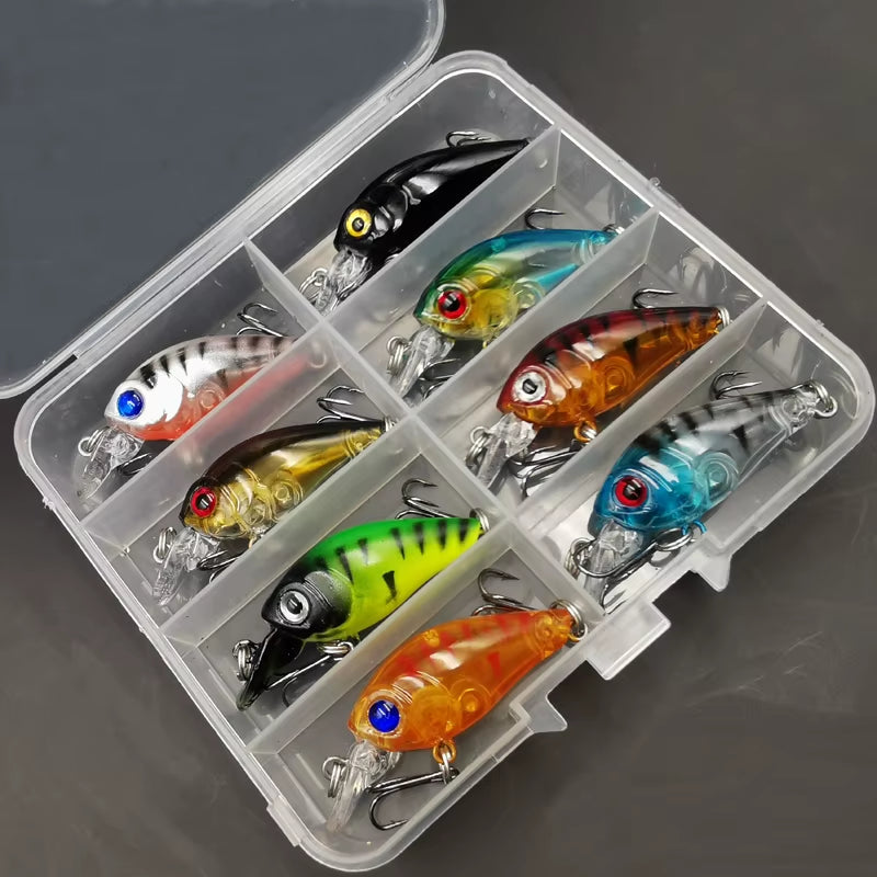 8Pcs Crank Bait Minnow Fishing Lure Set Floating Artificial Bait Topwater Fishing Bait