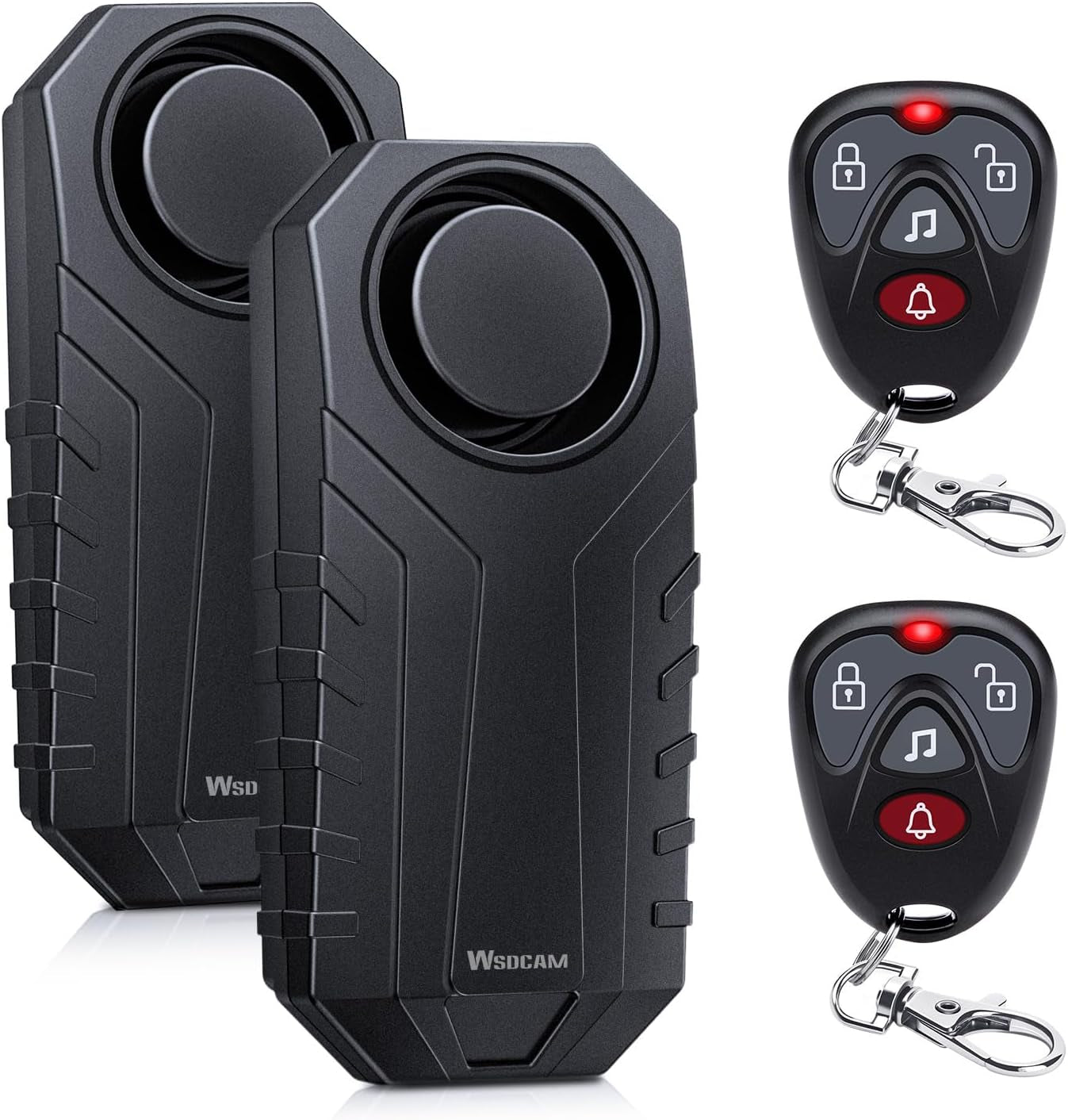WSDCAM Wireless Bike Alarm System with Remote Control - 113dB Anti-Theft Vibration Alarm for Motorcycles and Bicycles (2 Pack, Black)