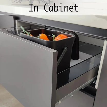 Compact Hanging Trash Can with Lid for Kitchen and Bathroom - Under-Sink Food Waste Bin