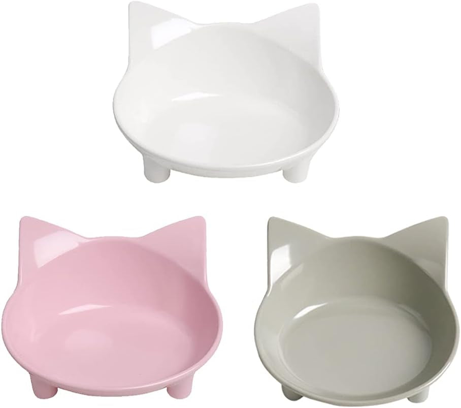 Skrtuan Non-Slip Shallow Food and Water Bowls for Pets - Safe, Whisker Fatigue Relief Bowls for Cats, Dogs, Rabbits, and Puppies