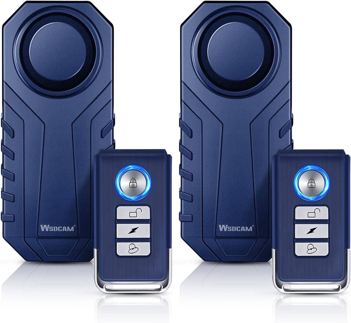 WSDCAM Wireless Bike Alarm System with Remote Control - 113dB Anti-Theft Vibration Alarm for Motorcycles and Bicycles (2 Pack, Black)