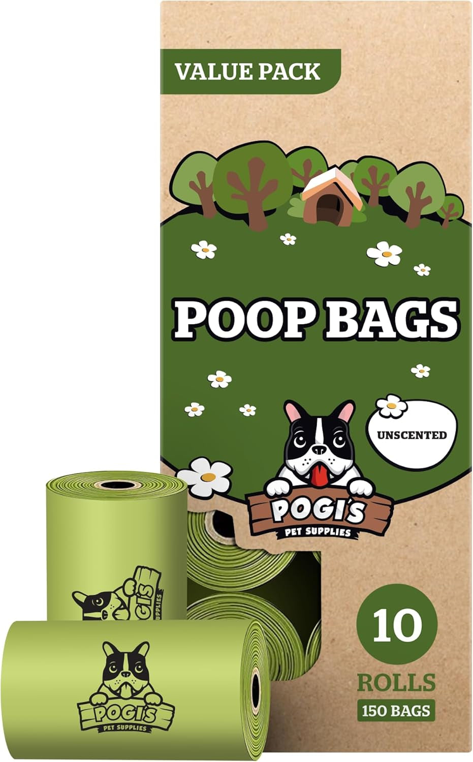 Pogi's Leak-Proof Extra Thick Dog Waste Bags with Fresh Scent - 150-Count (10 Rolls)