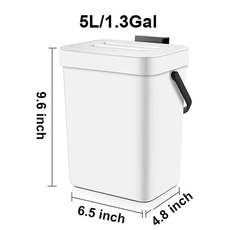 Compact Hanging Trash Can with Lid for Kitchen and Bathroom - Under-Sink Food Waste Bin