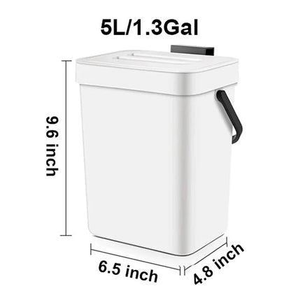 Compact Hanging Trash Can with Lid for Kitchen and Bathroom - Under-Sink Food Waste Bin