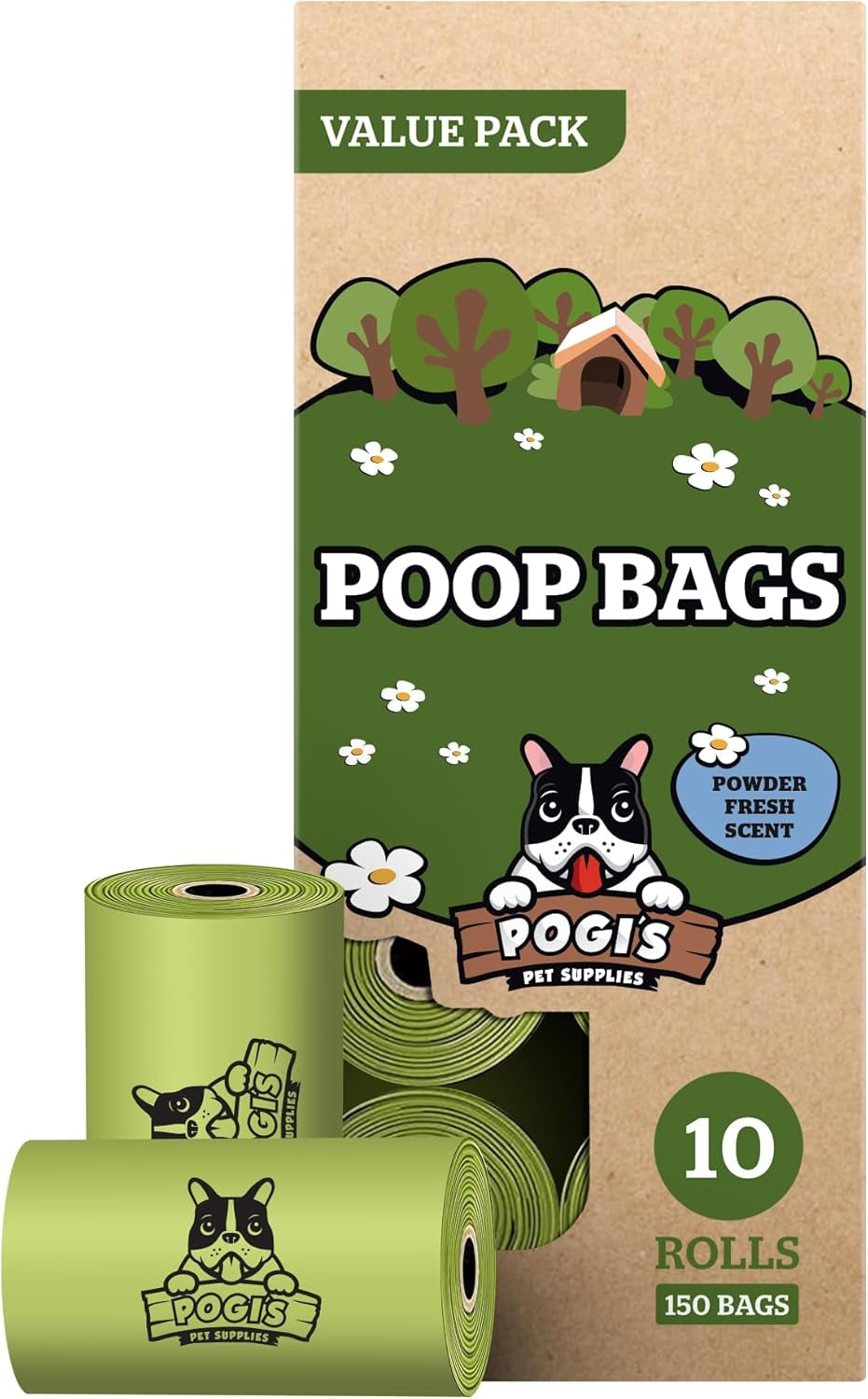 Pogi's Leak-Proof Extra Thick Dog Waste Bags with Fresh Scent - 150-Count (10 Rolls)