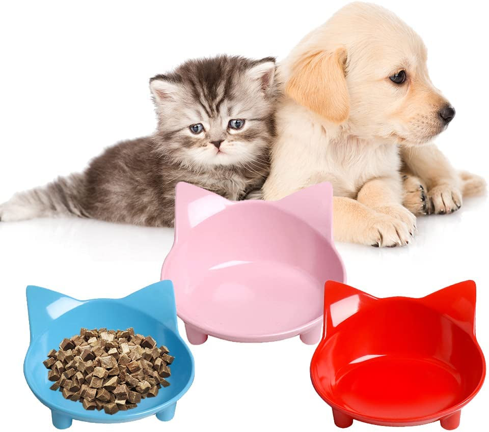 Skrtuan Non-Slip Shallow Food and Water Bowls for Pets - Safe, Whisker Fatigue Relief Bowls for Cats, Dogs, Rabbits, and Puppies